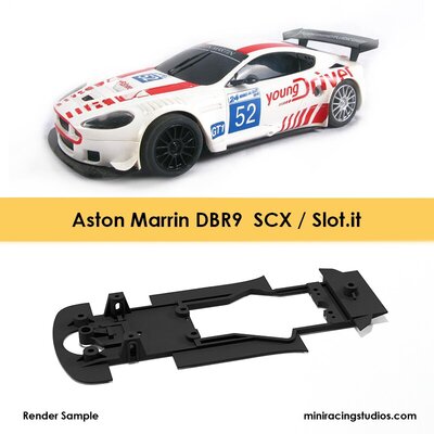 Chasis 3D para el Aston Martin DBR9 de SCX/SCALEXTRIC compatible con Slot.it